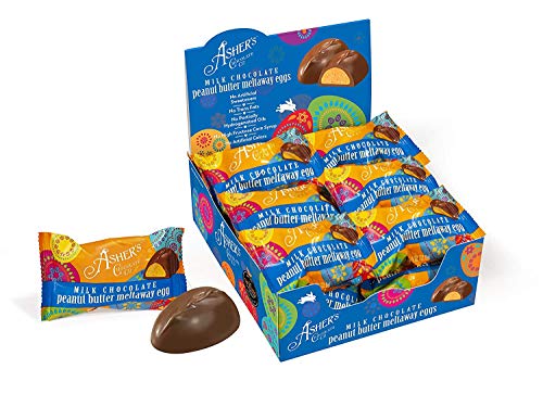 Asher's Chocolates, Chocolate Covered Eggs, Eggs Covered in Chocolate, Small Batches of Kosher Chocolate, Family Owned Since 1892, Individually Wrapped Chocolate Eggs (18 Count, Peanut Butter Meltaway)