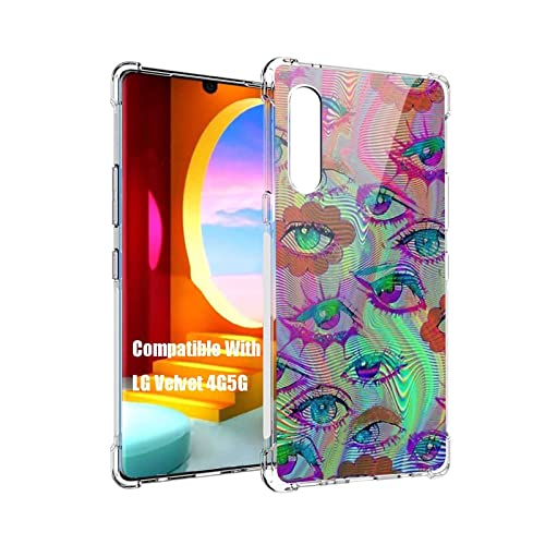 Qwertyui Compatible With Lg Velvet 5G Uw/Lg Velvet 5G / Lg Velvet 4G Case, Psychedelic Trippy Eyes Flower Hippie Magic Graphic Design For Lg Case Girls Women,Soft Tpu Stylish Case For Lg #TOP2