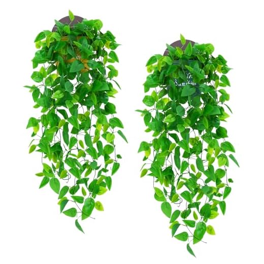 Hanging Plants Artificial Decor,4PCS 13FT Faux Ivy Vine with Planters Wall Fake Hanging Plants in Pots,Silk Greenery Faux Vines for Home Bedroom Living Aesthetic Patio Indoor Outdoor Decor