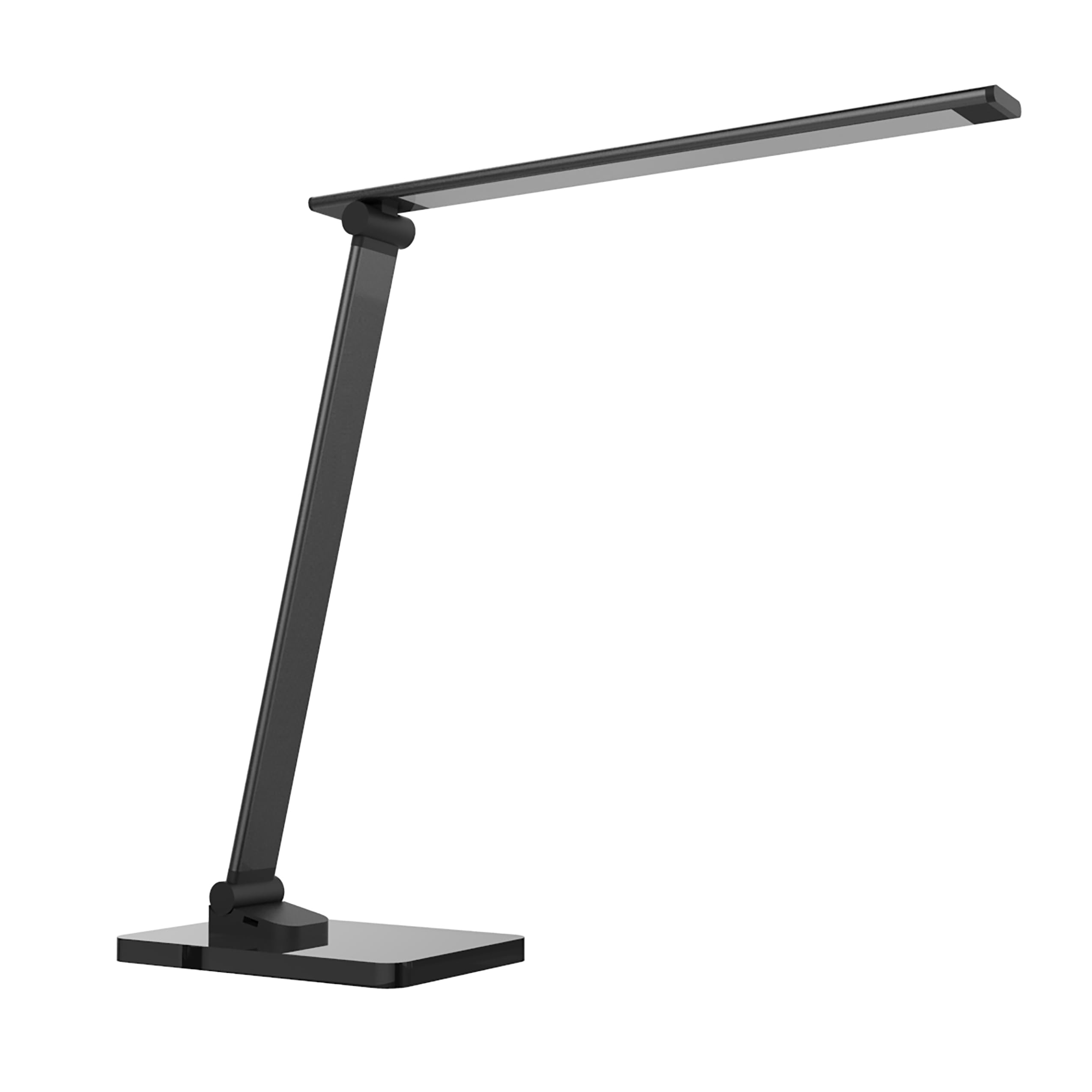 Unilux Lampe de Bureau LED Poppy, Dimmable 3 Niveaux de Luminosité, avec Port de Charge USB, Flexible Contrôle Tactile, Pliable Socle en Noir, Bras et Tête en Aluminium, Design Mordern