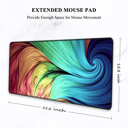 Image of Auhoahsil Large Gaming Mouse Pad, XXL 35.4 x 15.7 in Desk Mat, Peacock