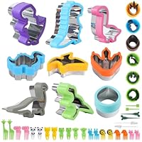 Foyucool Dinosaur Cookie Cutters, 41-Piece Set with 9 Large & 6 Small Dinosaur Moulds, Stainless Steel, Hand Protection, Easy to Use & Clean