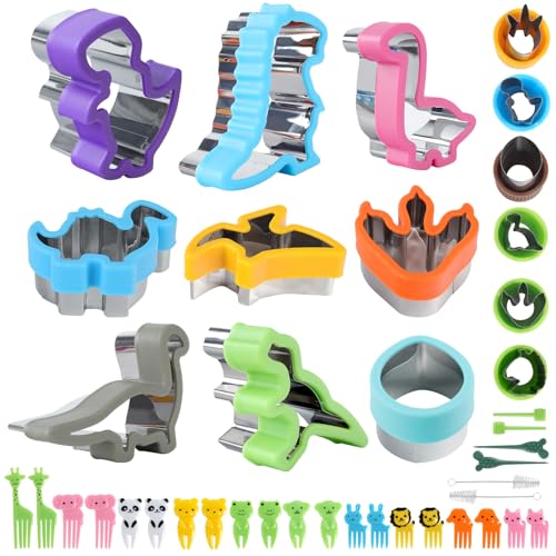 Foyucool Cortadores de Galletas Dinosaurio, Moldes Galletas de Acero Inoxidable, Protección para Las Manos, Para la Decoración de Fiestas Infantiles de Cumpleaños de Dinosaurios