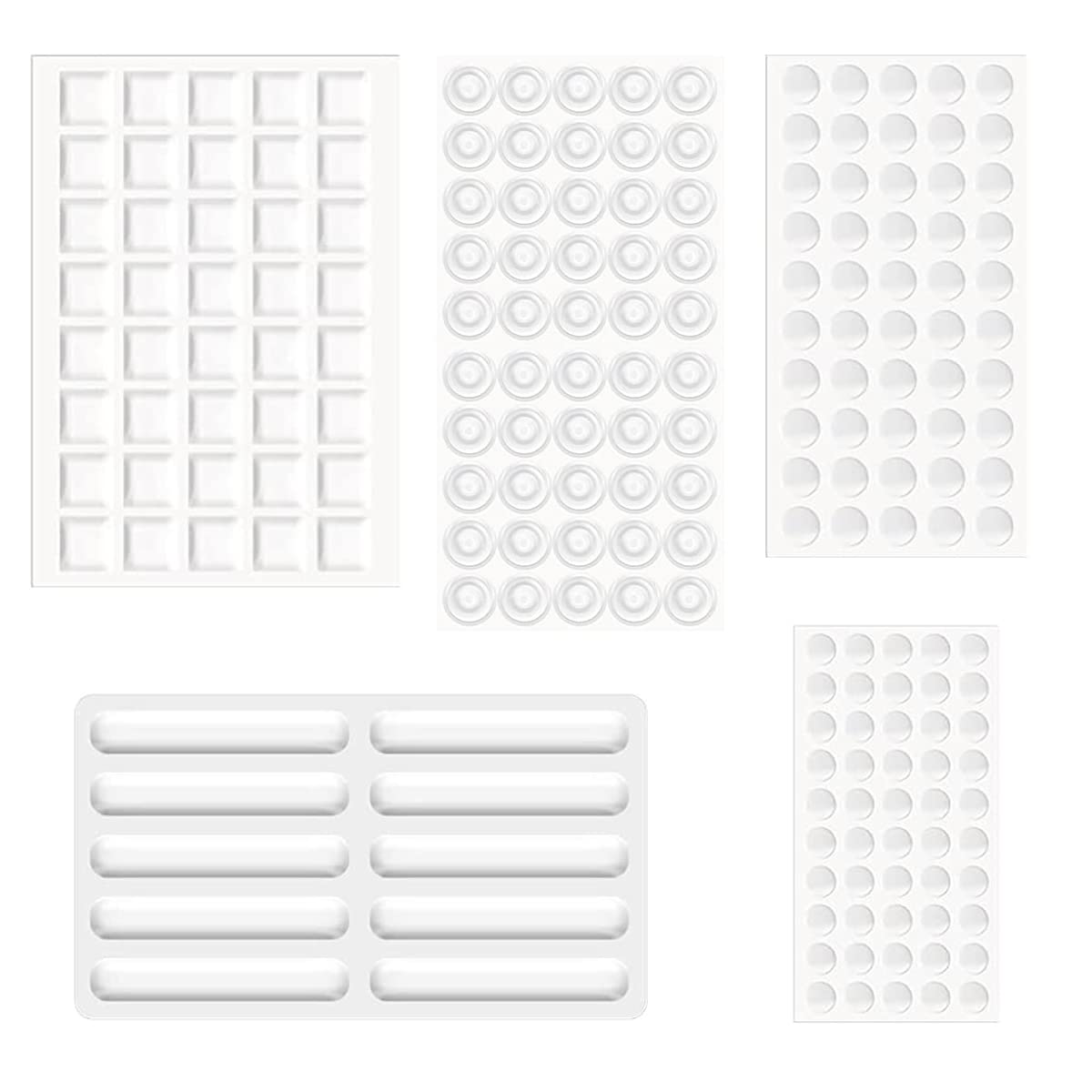 Morices 200pcs Self Adhesive Small Bumper Pads, 5 Sizes Clear Rubber Feet Door Stops, Furniture Buffer Pads for Cabinet, Drawers, Glass Tops, Cupboard, Picture Frames, Car Doors