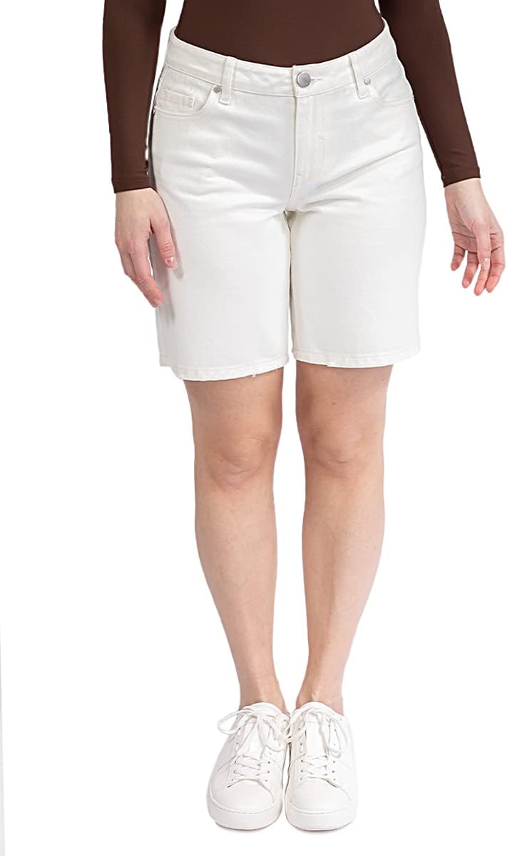1822 Denim Women's 9" Cotton Mid-Rise Bermuda Jean Shorts
