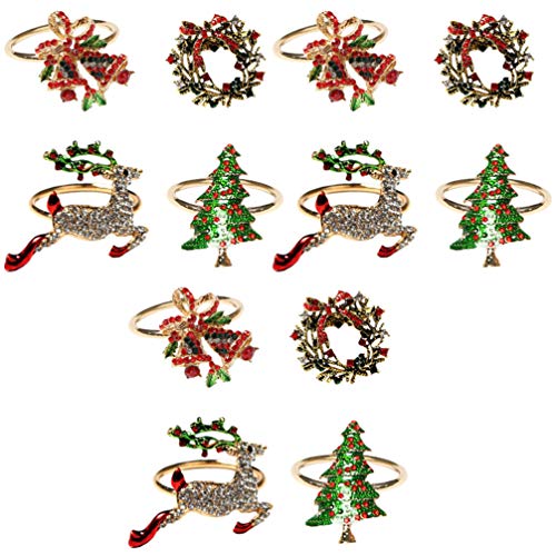 KESYOO 12Pcs Fechos de Guardanapo de Natal Guardanapo de Strass Fivelas Anéis de Guardanapo de Liga para Festas de Casamento de Natal Decoração de Jantares