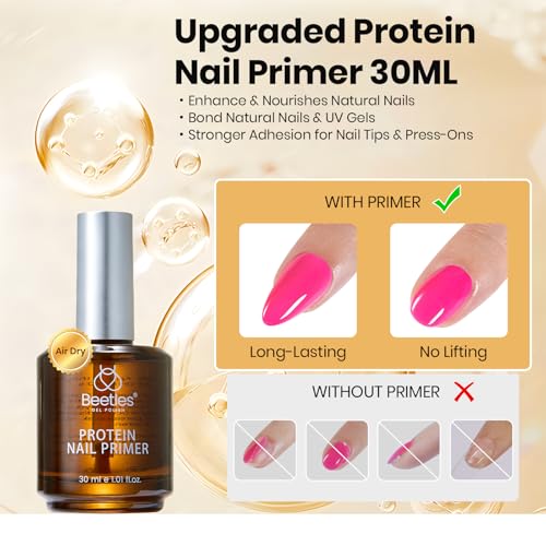 Image of Beetles 30ML Protein Nail Primer - HEMA-Free Acid-free Professional Nail Prep for Acrylic & Gel Polish, Large Size Refill for Nail Technicians, Salon & Home DIY