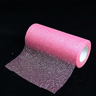 Sparkling Glitter Tulle Fabric Ribbon Roll Sparkle Mesh Ribbon 6 Inch Width 25 Yard Length for Tutu Skirt Wedding Decoration Table Runner (Gold)