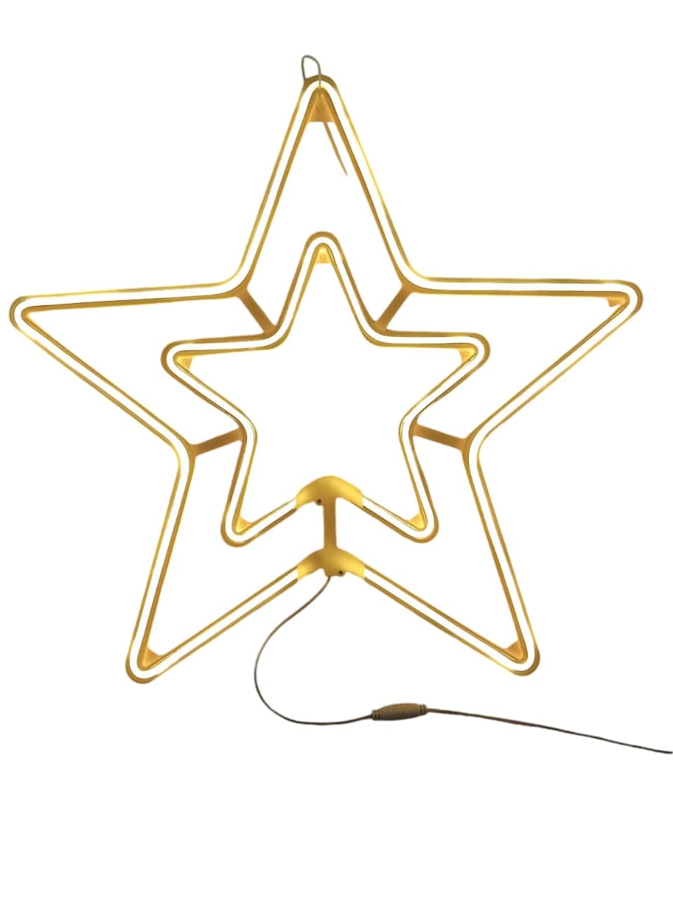 Diya Neon Sign –Moon Star LED Neon Strip Rope Lights, IP65 Waterproof, Warm White and Multi Colour, for Diwali, Indoor/Outdoor Decoration, AC Plug (Warm Star, 55cm)