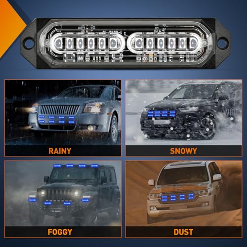 Image of Nilight 8PCS LED Strobe Lights 12V 24V Amber White Sync Feature Ultra Slim | Blue 12 LED Emergency Hazard Warning Lights Flashing Warning Mini Surface Mount Grille for Cars Trucks Camper trailer SUVs