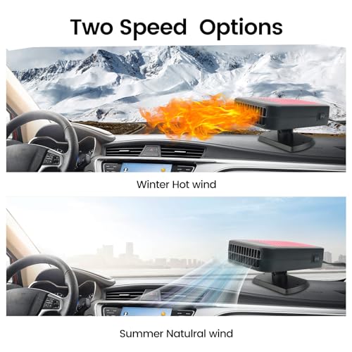 Car Heater Defroster, 12V 200W ortable Windshield Defroster Demister with Heating/Cooling Fan and Plug in Cigarette Lighter Fast Heating Defrost Defogger