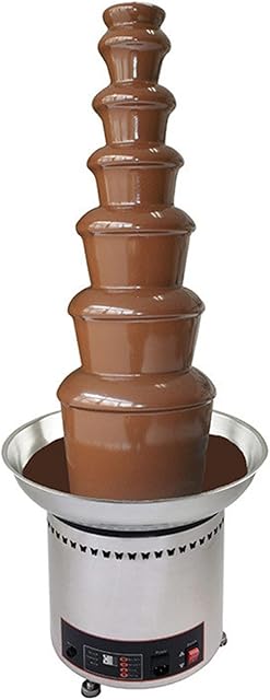 7 Tiers Chocolate Fountain Machine Electirc Hot Choco Fondue Pot Set 304 Stainless Steel Melting Tower 17.6 Capacity for Chocolate Candy Butter Cheese(Silver)