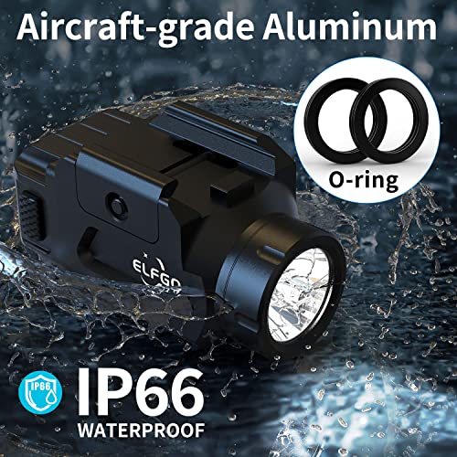 Elfgo Compact Rail Mounted Pistol Light, 600 Lumens Mini Led Strobe Tactical Flashlight Weapon Light, Gun Lights For Glock, Picatinny Mil-Std-1913, Springfield #TOP5