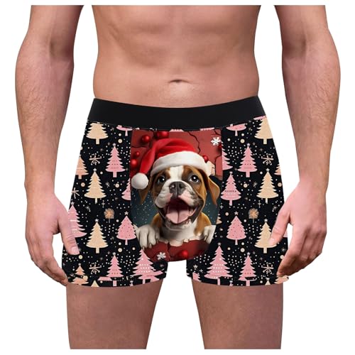 akwuiopt Ropa interior divertida de Navidad para hombre, transpirable, calzoncillos de Papá Noel, pantalones cortos térmicos largos para hombre, C, XXL