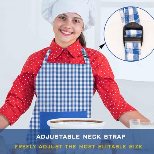 Image of LITO LINEN AND TOWEL Kitchen Apron| 100% cotton Easter Checkered Design Apron with 2 Front Centre Pocket With adustable buckle & Long Strap - Multicolor