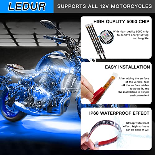 Motorcycle Rgb Led Light Kit 12Pcs Motorcycle Lights Underglow Strips Waterproof Multi-Color Atmosphere Lights Lamp With 4Key Rf Wireless Remote For Motorcycles Trikes Golf Cart Atv Utv Honda Kawasaki #TOP1