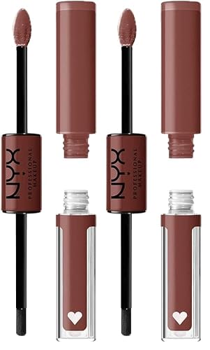 NYX Professional Makeup Brillant à Lèvres Shine Loud, Intensément Pigmenté, Double Embout Rouge à Lèvres et Gloss, Brillance Longue Tenue, Sans Transfert, Teinte : Boundary Pusher (06) (Lot de 2)