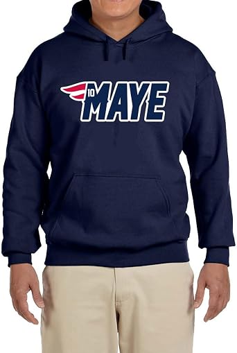 Navy New England Drake Maye Logo Hooded Sweatshirt