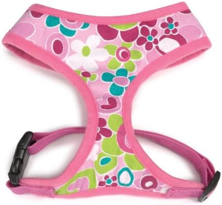 Casual Canine Cotton/Polyster Mod Print Fabric Dog Harness, Large, Pink
