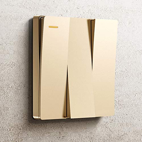 Light Switch Office Meeting Room Golden Metal 86 Type 10A Single Control Switch Invisible And Easy To Disassemble The Large Button Panel Decoration (Color : Gold, Size : 3) #TOP2