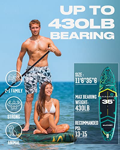 Skatinger 11'6×35" Super Wide Inflatable Stand Up Paddle Board, Ultra Stable Wide Sup For 2+1 People/Family/Big Size W/Shoulder Strap, 100L Backpack, All-Round Sup Board, Us Fin #TOP2