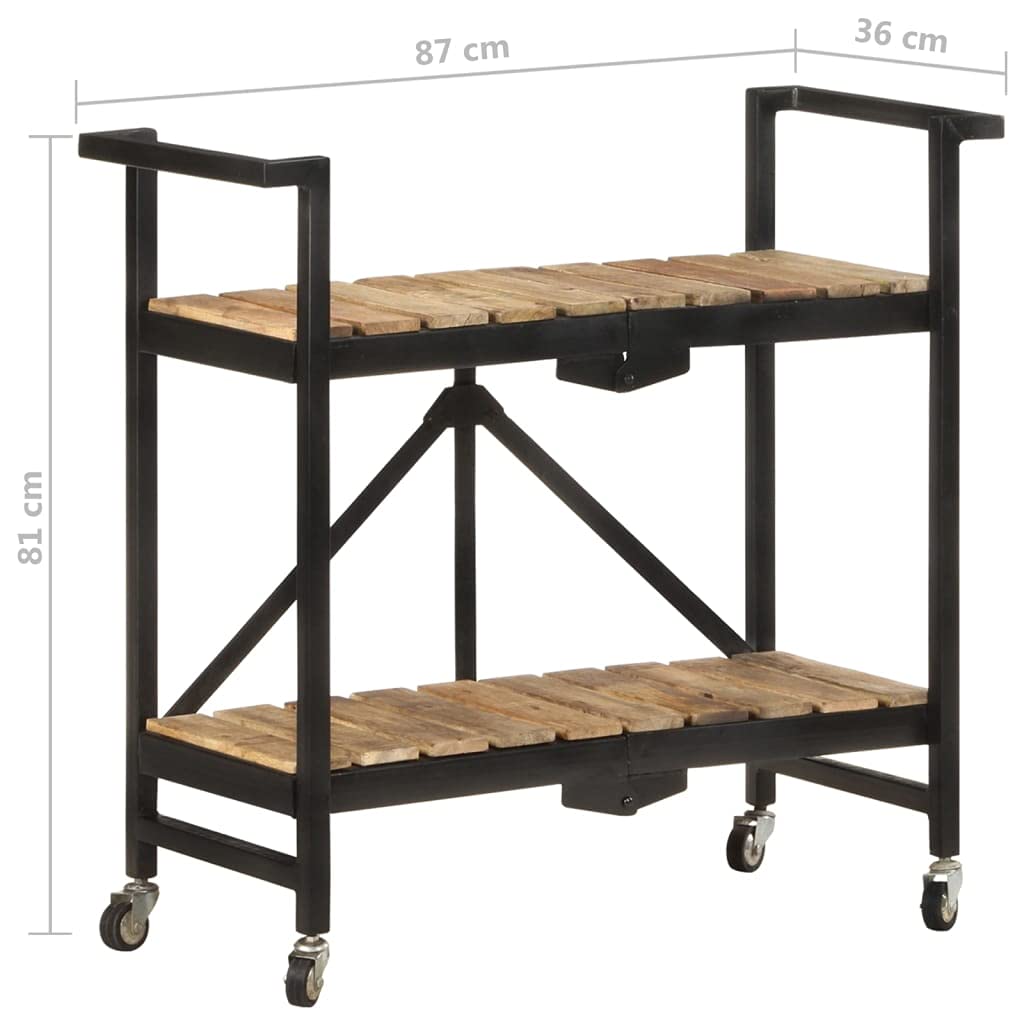 vidaXL Carrito de Cocina Carro de Servicio Doméstico Niños Garaje Estantes Almacenamiento Alimentos Bebidas Estable 87x36x81 cm Madera Maciza de Mango