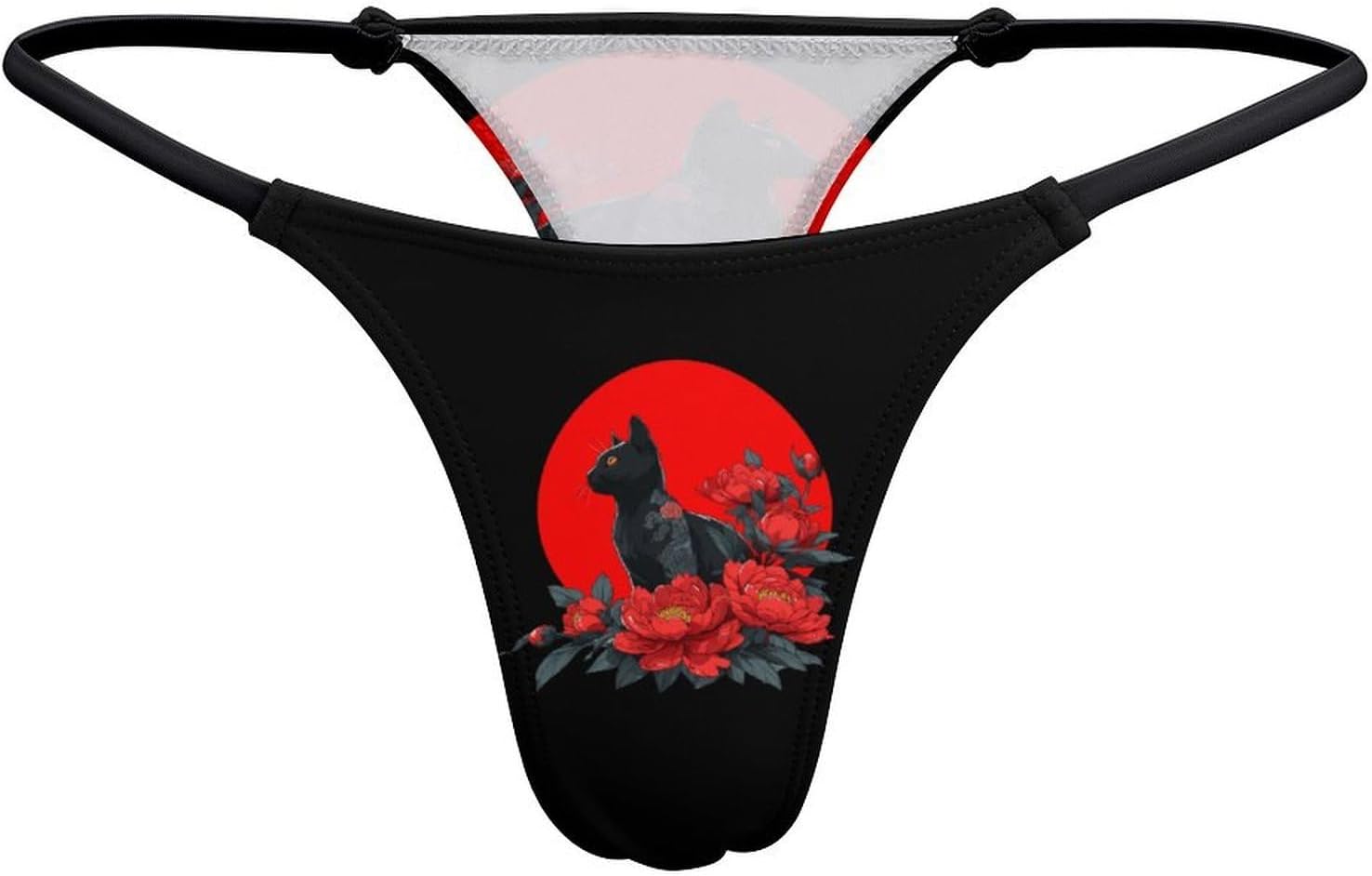 Japan Kung Fu Tattoo Cat Thongs for Women Underwear G-String Panties | Breathable,Low Rise Panties,T-back,Sexy,Briefs,No Show Thongs