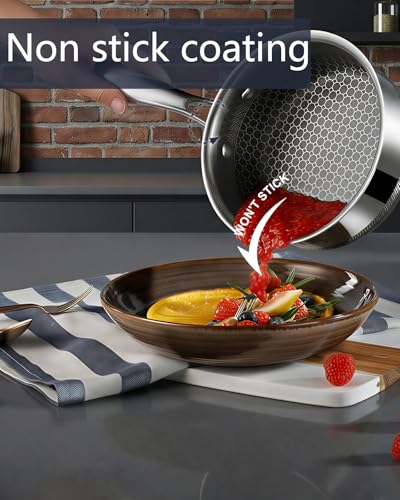 Image of USELUCK Nonstick 1.5-QT Saucepan with Glass Lid,Stainless Steel Pot