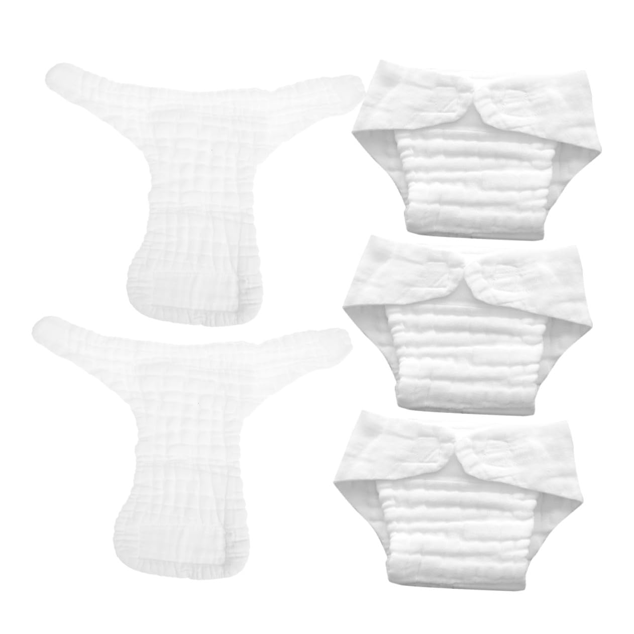 Pañales Reutilizables Secado Rápido y Transpirables de Algodón Blanco para Ñiño 5 Piezas Ideales para Viajar y Dormir Cómodamente