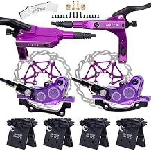 JFOYH 4-Piston MTB Hydraulic Brake Set with 160mm Floating Disc Rotors, and 4 Pairs J02A Resin Upgraded Replacement Disc Brake Pads
