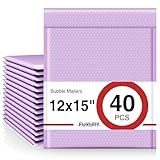 Fuxury Bubble Mailers 12x15' Lavender Purple Padded Envelopes 40 Pack Large Bubble Mailer Strong Adhesion Padded Mailer,Self-Seal Envelope for Mailing Small Business,Magazine, Clothing.