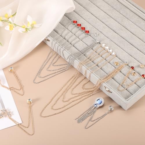 PATIKIL Rhinestone Chain Brooch Pins, 2 Stk Runde Kristall Quaste Kette Hängend Mode Kristall Revers Anstecknadeln Für Frauen Männer Kleider Blumenstrauß Mantel Hut Tasche, Weiß