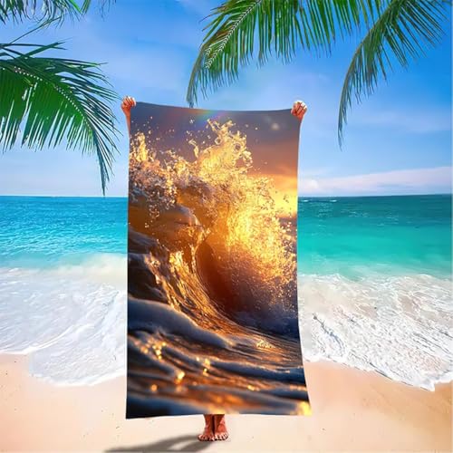 Mar Toalla Playa Microfibra Grande 180 x 90 cm Toalla Gimnasio Hombrecon Bolsa de Almacenamiento, Toallas de Playa de Secado Rápido y Sin Arena, Beach Towel Ligeras, Playa, Viajes - Color Naranja DA-4