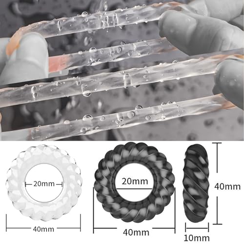 Orirya コックリング ペニスリング シリコン製 ねじ型 ぺニス リング 大人のおもちゃ アダルトグッズ 男性用 シリコンリング 透明 - 画像3