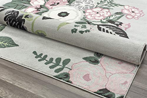 Rugs America Hanna Va40C Rose Garden Gray Floral Transitional Area Rug, 5'X7' #TOP5