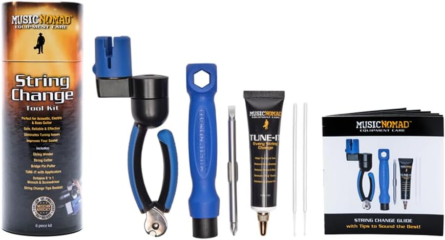 6 pc. Guitar String Change Tool Kit with Winder, Cutter, Puller, Tune-It, Hex Wrench & Screwdriver (MN218)