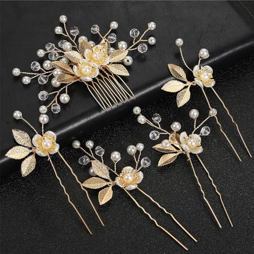 Pentes de cabelo para noivas, conjunto de pentes de cabelo feitos à mão, presilhas de cabelo de péro