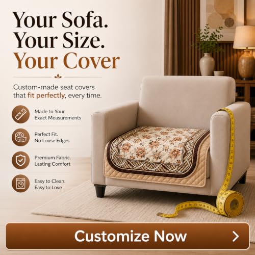 Image of Nendle Quilted Customisable Digital Printed Sofa Mat Cover with Fixed Seat Depth of 36 Inches | Premium Velvet Fabric Furniture Protector for Custom Fit