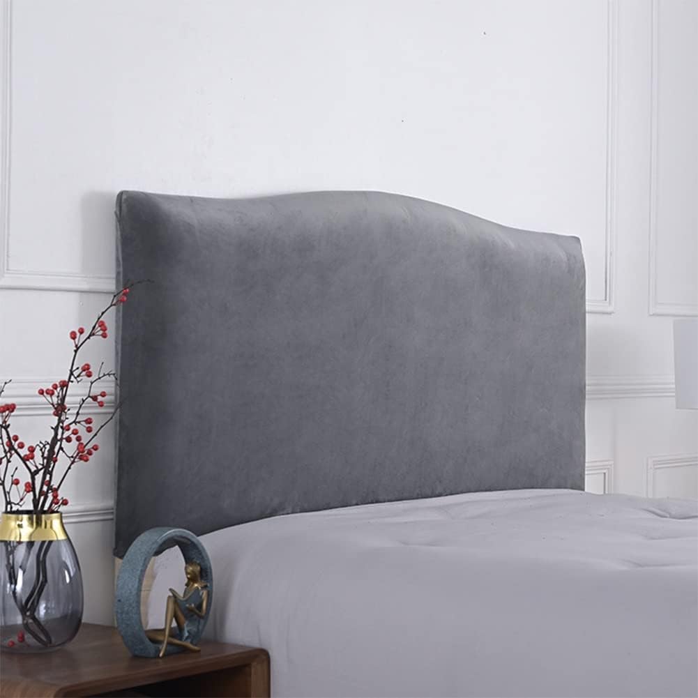 CAMZ Velvet Bed Headboard Cover for Queen King Full Size, Stretch Headboard Slipcover Soft Dustproof Protector Cover Bed Head Cover for Bedroom (Dark Brown,Queen Headboard Length 55-67in)