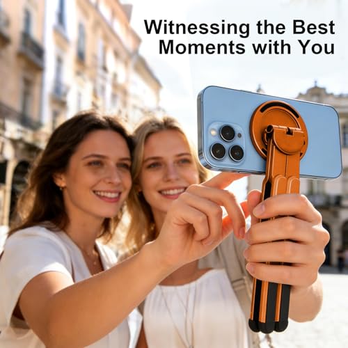 Image of 3-in-1 Portable Laptop Stand with Magnetic Phone Holder, Orange