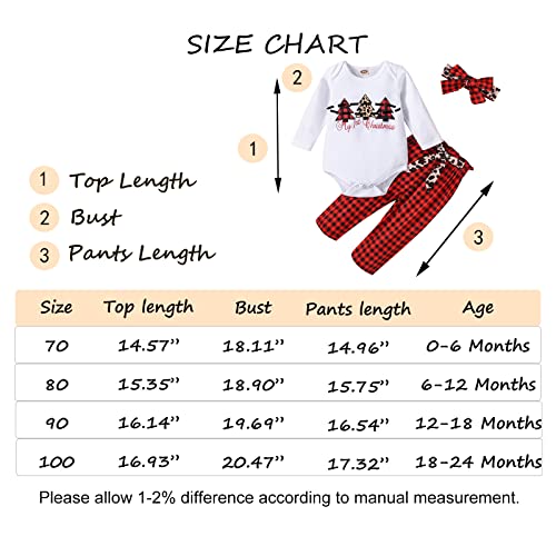 Amawmw Newborn Baby Girl Christmas Outfit My First Christmas Romper Plaid Pants Headband Toddler Baby Girls Clothes Set (White, 6-12 Months) #TOP5