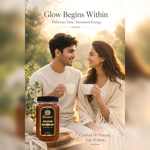 Image of DADEV HONEY Raw Organic Honey 600g | NMR Tested | 100% Pure Raw and Natural Honey | No Added Sugar | Unprocessed Forest Organic Honey-600gm GLASS JAR