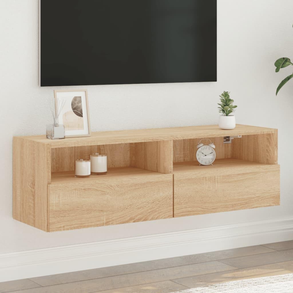 vidaXL Mueble de Pared TV, Armario Auxiliar con Almacenaje, Estantería Flotante, Mueble Colgante para Salón, Madera de Ingeniería Roble Sonoma