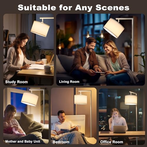 Boncoo Floor Lamp, Floor Lamps For Living Room With Adjustable Silk Shade thumb #6