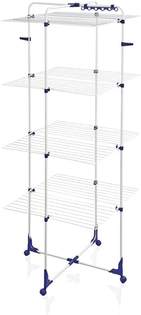 Leifheit Classic Tower 450 Standing Clothes Airer, Foldable Clothes Rack for Outdoor & Indoor, 45 m Clothes Horse with multiple Hooks for Hangers, Leifheit Airer