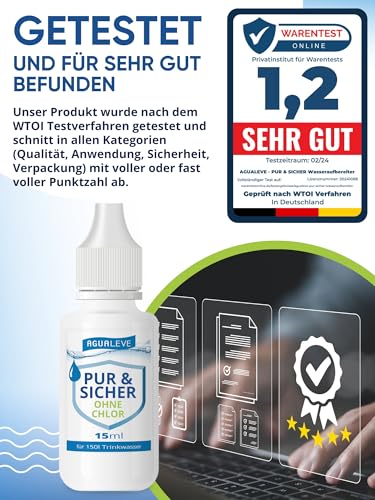 15ml PUR & SICHER *ohne* Chlor Wasseraufbereiter Trinkwasser – Inaktiviert Keime, Viren, Bakterien | Wohnmobil, Wohnwagen, Camping, Outdoor, Notvorrat, Notfall, Survival, Reisen | für 150l Wasser