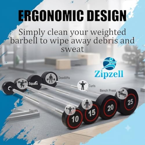 Image of Sports Fixed Weight Barbell, 10 kg, 4 Feet Length, 30mm Diameter, Rubber Coated, Black
