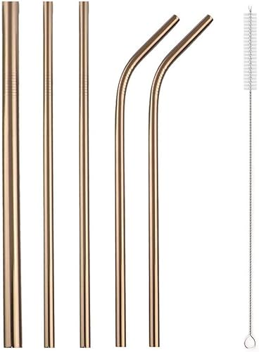 Miniatura 7 de JASHII - Pajita portátil de acero inoxidable 304 con caja y cepillo de limpieza para viajes, camping, 5 unidades, Plateado