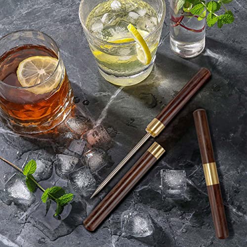 Edelstahl Eispickel Pick Werkzeug Brechen von Eis mit Sicherheit Holzgriff Rutschfest Punch Crusher für Bars Küche Picknicks Camping Restaurant Zuhause Barkeeper 2 Stücke