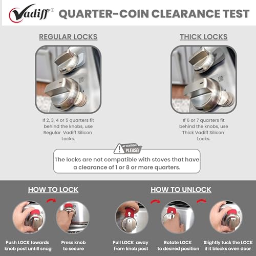 image for Vadiff 2025 Mom's Choice Winner- Gas Stove Knob Locks - Gray Silicone 